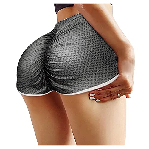Bblulu Women's High Waisted Yoga Shorts Scrunch Butt Shorts Booty Lifting Ruched Workout Yoga Running Short Leggings