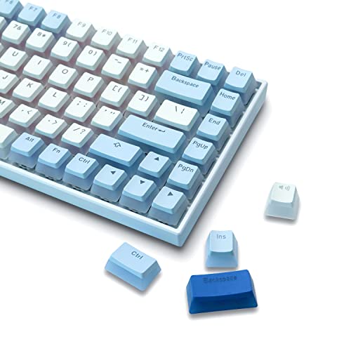 XVX Pudding Keycaps - PBT Keycaps, Shine Through Keycaps, 165 Keys Keycaps Set, Custom Keycaps for 61/68/84/87/82/100 Cherry Gateron MX Switches Mechanical Keyboard, White/Blue