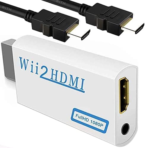 TPFOON Upgraded Version Wii to HDMI Converter + High Speed HDMI Cable - Wii2 HDMI 1080P 720P HD Connector with 3.5mm Audio Jack Support All Wii Display Modes, Compatible with Full HD Devices