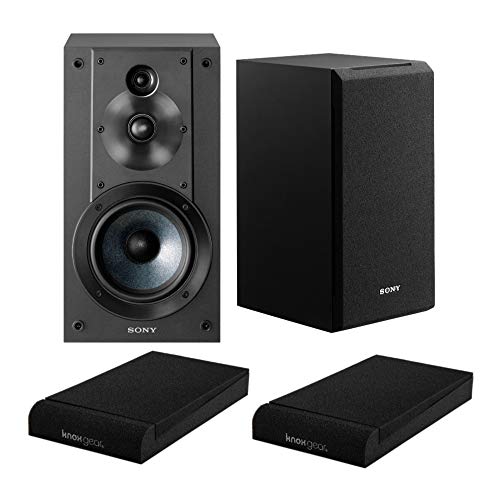 Sony SSCS5 3-Way 3-Driver Bookshelf Speaker System (Black) Bundle with Isolation Pads (2 Items)