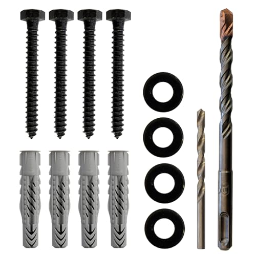 Lag Bolt Kit for Mounting A TV Into Wood Or Concrete - Includes Heavy Duty Bolts, Fischer Concrete Anchors and 2 Drill Bits