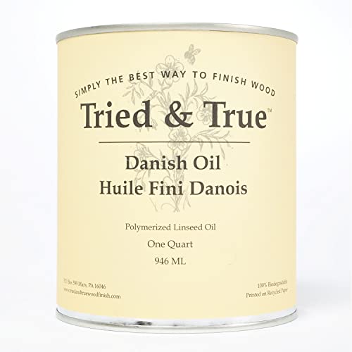Tried & True Danish Oil – Quart – All Natural, All Purpose Finish for Wood, Metal, Food Safe, Solvent Free, VOC Free, Non Toxic Wood Finish, Polymerized Linseed Oil, Stand Oil