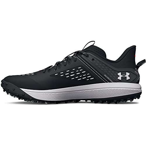 Under Armour Mens Yard Low Turf Baseball Shoe, (001) Black/Black/White, 10.5 US