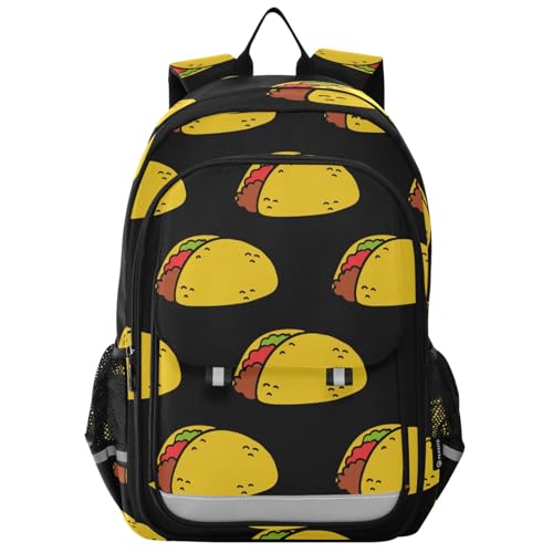 Jucciaco Tacos Food School Backpack Laptop Travel Daypack for Kids Girls Boys, Personalized Computer Notebooks Bookbag with Adjustable Padded Straps