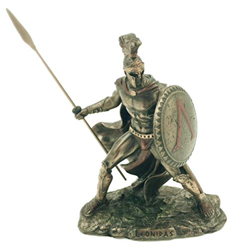 Veronese Design 4 Inch Miniature Greek Spartan Warrior Leonidas Cold Cast Resin Bronze Finish Figurine Educational Collectible