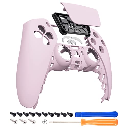 eXtremeRate Cherry Blossoms Pink Touchpad Front Housing Shell Compatible with ps5 Controller BDM-010 BDM-020 BDM-030 040, DIY Replacement Shell Custom Touch Pad Cover Compatible with ps5 Controller
