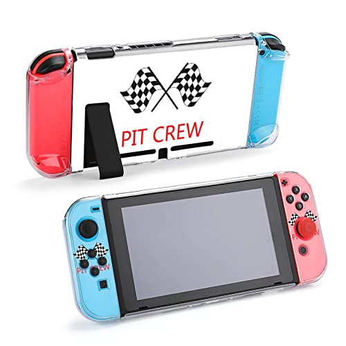 Racing Car Pit Crew Checkered Flag Protective Clear Case for Switch Game Controller Grip Cover with Holder Cute Printed