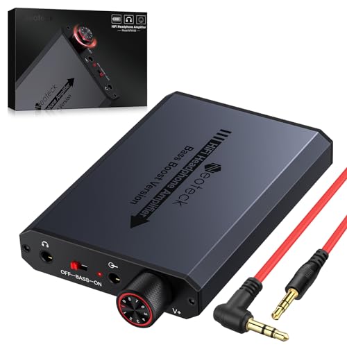 Neoteck 3.5mm Headphone Amp with Bass Boost Portable HiFi Headphone Amplifier, 16-150 Ohm, Aluminum Matte Surface for Mac, Phones, iPad, MP3, MP4 Computers PS4 PS5 Controller