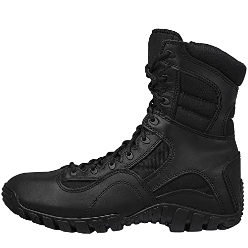 Tactical Research Khyber TR960Z 8' Lightweight Black Tactical Boots for Men with Zipper - Designed for Police, EMS, and Security Personnel with Vibram Ibex Traction Outsole, Black - 10.5 W