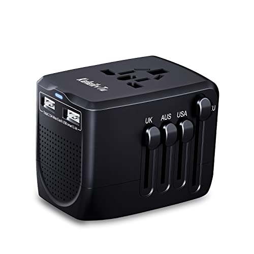 2000W Travel Voltage Converter, Universal Travel Adapter Voltage Converter Combo for 100V-240V, with 2 USB Ports, US to UK Europe Australia 200+ Countries Power Converter