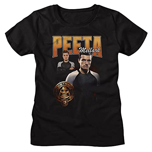 Hunger Games T-Shirt Peeta Mellark Duo Womens Short Sleeve T Shirts Sci-Fi Movie Graphic Tees Black