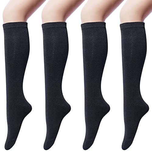 Senker Fashion Womens 4 Pairs Knee High Socks, Black(4 Pairs)