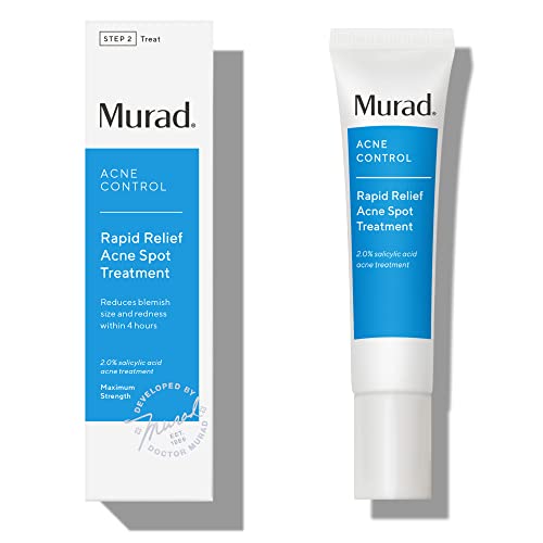 Murad Rapid Relief Acne Spot Treatment – Acne Control Max Strength 2% Salicylic Acid Invisible Gel Spot Solution for Fast Acne Relief - Reduces Blemish Size and Redness Within 4 Hours, 0.5 Oz
