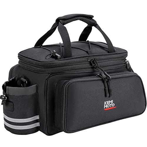 KEMIMOTO Bike Rear Rack Bag Bicycle Trunk Bag 20L Capacity Water Resistant Bicycle Pannier With Rain Cover Bike Saddle Bag for Grocery Shopping Commuter Cycling Trip Black