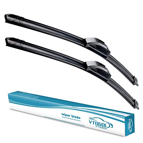 VTOGOI OEM Quality 26''+16'' Premium All-Season Auto Windshield Natural Rubber J-Hook Wiper Blades(Pack of 2)