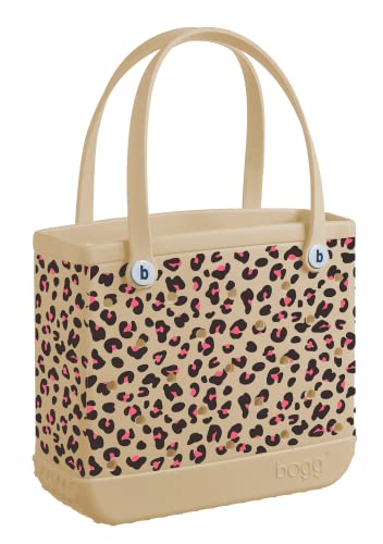BABY BOGG BAG Small Waterproof Washable Tote for Beach Boat Pool Work School Sports 15x13x5.25 (Leopard Print)