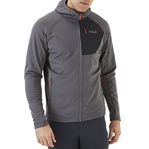 RAB Men's Superflux Hoody Lightweight Fleece Jacket for Hiking & Climbing - Graphene/Black - Medium