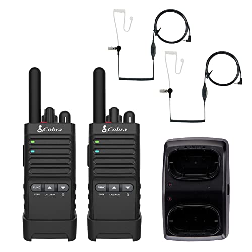 Cobra PX652 Professional Walkie Talkie for Adults - Rechargeable, 22 Channels, 300,000 sq. ft/25 Floor Range, Dust Protected & Splashproof (IP54 Rating), Headsets and Chargers Included (2-Pack)