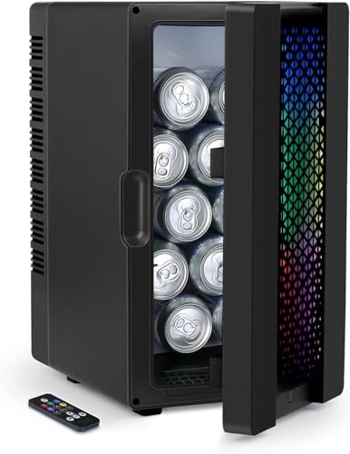 KELL HOME 10 Liters Game Mini Fridge, 10 Cans Cooler Beverage Refrigerator(Black)