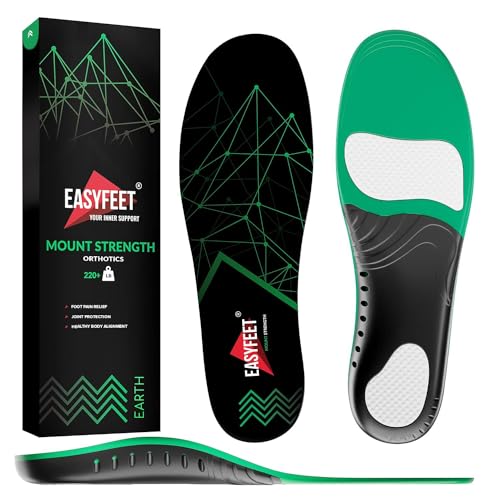 220+ lbs Plantar Fasciitis Strong Arch Support Insoles Inserts Men Women - Flat Feet Orthotic Insoles High Arch for Arch Pain - Work Boot Shoe Insole - Heavy Duty Support