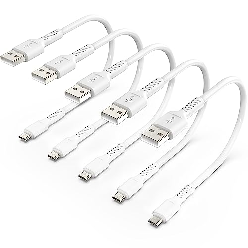 Short Micro USB Cable 1ft, 5 Pack Android Micro USB Cable Standard 2.0 USB A to Micro USB Charger Cord Micro B Android Charging Cable for Samsung Galaxy S7 J7 HTC LG Kindle and Charging Station