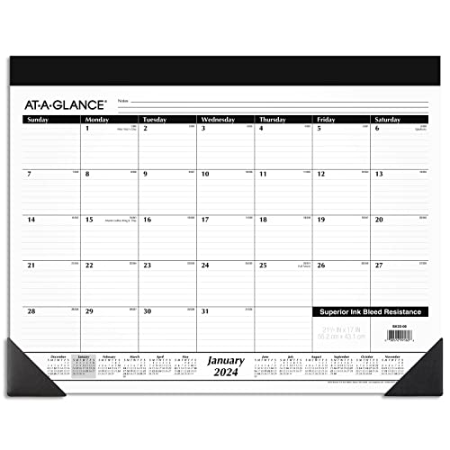 AT-A-GLANCE 2024 Desk Calendar, Monthly Desk Pad, 21-3/4' x 17', Standard (SK220024)