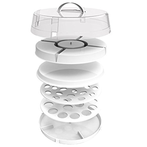 Crazy Chef Collapsible Portable Cake Carrier - Cake Holder - Cake and Cupcake Carrier Transporter - Deviled Egg Carrier with Lid - Pie Carrier - Party Platter and Stackable Storage Space Saver