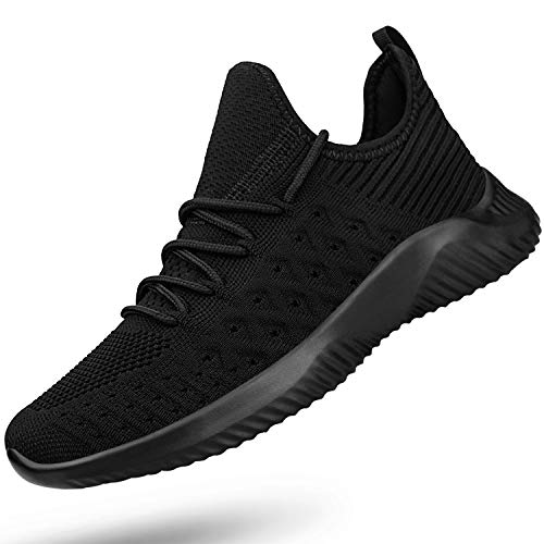 Feethit Womens Slip On Walking Shoes Non Slip Running Shoes Breathable Workout Shoes Lightweight Gym Sneakers All Black Size 6