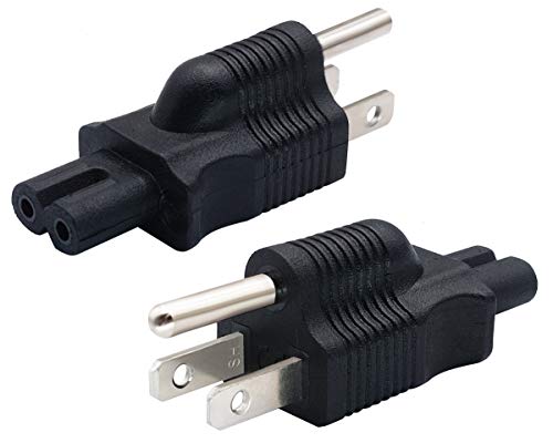 AAOTOKK NEMA 5-15P to C7 AC Adapter, 15A 125V IEC 3Pole Male to 2-Prong Female Figure 8 Power Adapter,IEC C7 to NEMA 5-15P AC Converter for LED TV etc (2 pack-NEMA4-15)