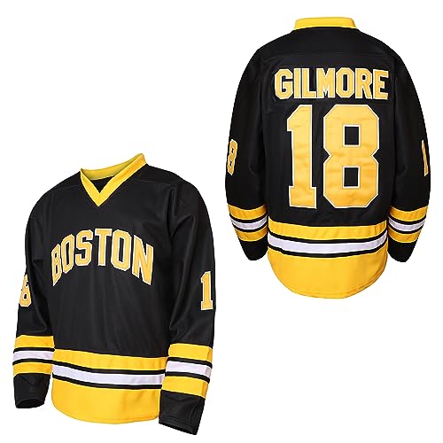 Happy Gilmore #18 Sandler 1996 Movie Ice Hockey Jersey Stitched Men Movie Hockey Jersey Men Black S-3XL (Black, Small)