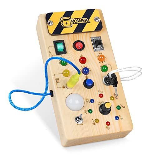 wakeInsa Montessori Busy Board,Montessori Toys for 1-3 Years Old,Baby Sensory Board,Preschool Learning Activities,Wooden Toys for Toddler,Christmas & Birthday Gift for Boys & Girls