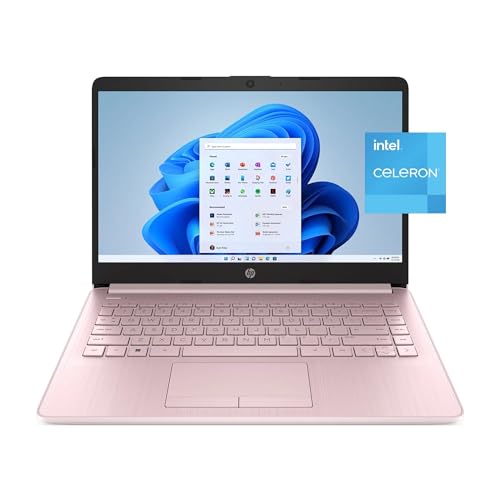 HP Newest Stream 14' HD Laptop, Intel Celeron Quad-Core Processor, 4GB DDR4 RAM, 64GB eMMC, WiFi, Bluetooth, HDMI, RJ-45, Webcam, USB Type-A&C, Win 11, Pink (Renewed)