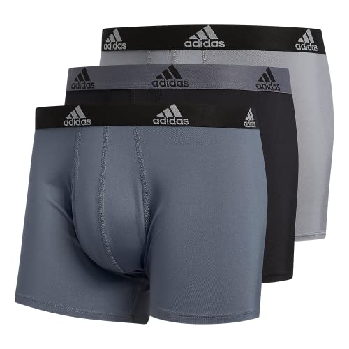 adidas mens Performance (3-pack) trunks underwear, Onix Grey/Black/Grey, Large US