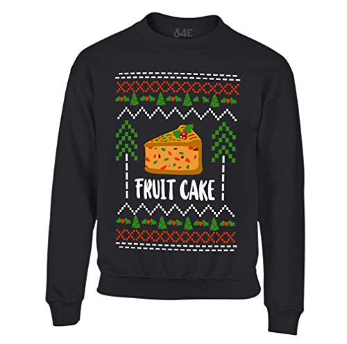 S4E Fruit Cake Ugly Christmas Crewneck Sweatshirt Large Black