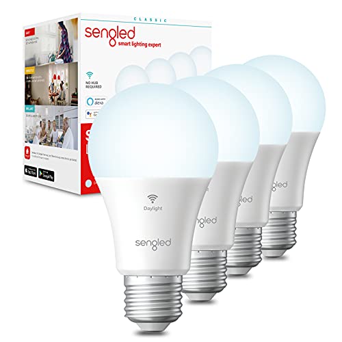 Sengled Alexa WiFi Light Bulb - Smart Bulbs That Work with Alexa/Google Assistant, A19 Daylight (5000K) - No Hub Required, 800LM 60W High CRI)90 Equivalent, Pack of 4