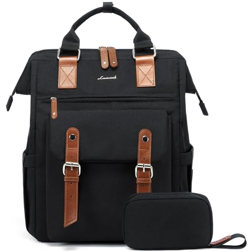 LOVEVOOK Laptop Backpack for Women Work Travel Backpack Business Commuter Computer Bag Teacher Doctor Nurse Bags College Backpack Purse, 17 Inch, Black-brown