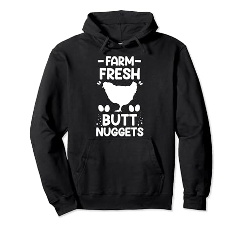 Funny Chicken Shirt Farm Fresh Butt Nuggets Men Kids Pullover Hoodie