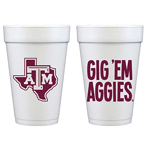 Gig 'Em Aggies/Texas A&M University Logo-Foam Cup 10 Pack