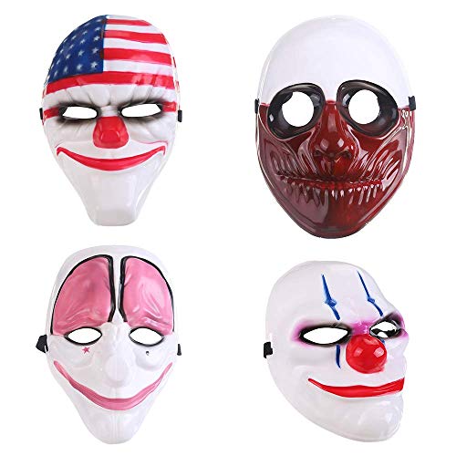 4-Piece Halloween Mask Payday2 Theme Mask Halloween Costume Cosplay Party Halloween Mask Cosplay Party White Red