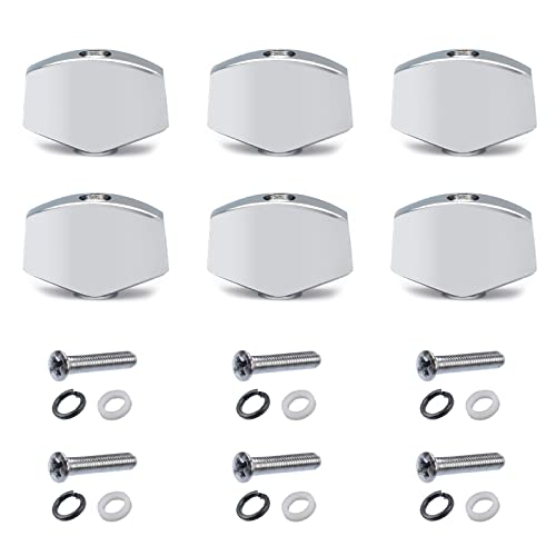 MAXCHEER 6PCS Metal Small Square Shape Guitar Tuning Peg Tuners Machine Handle Replacemen Buttons Tip