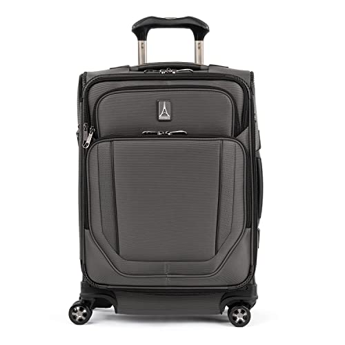 Travelpro Crew Versapack Softside Expandable 8 Spinner Wheel Carry on Luggage, USB Port, Men and Women, Titanium Grey, Carry on 21-Inch