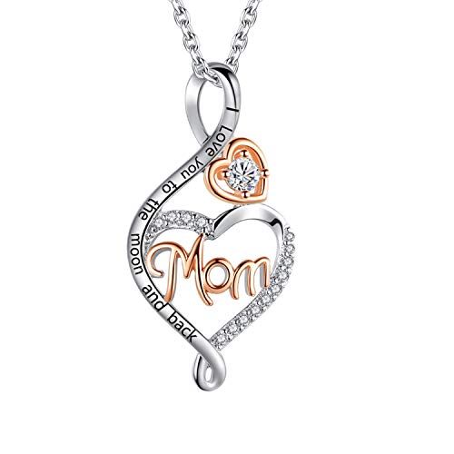 BFF&UNICORN Mothers Day Gifts for Mom, Necklace Sterling Silver Heart Infinity Mom Necklaces for Women, Birthday Jewelry Gifts for Mom from Daughter Son