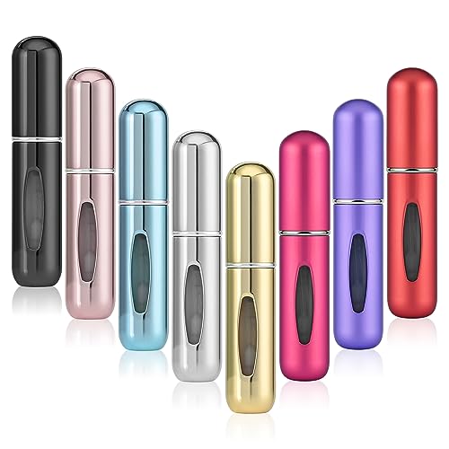 obscyon 8 Pcs of 5ml Portable Mini Refillable Perfume Atomizer Bottle Refillable Perfume Spray Scent Pump Case