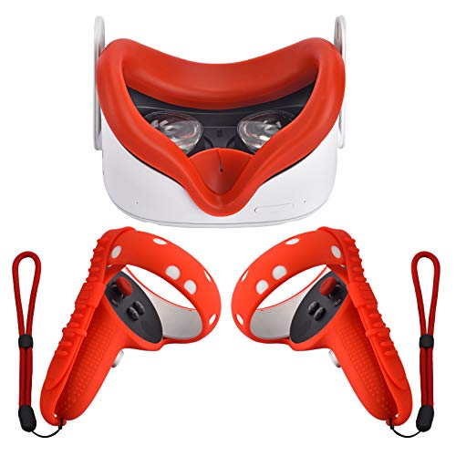 XIAOGE Controller Accessories for Oculus Quest 2 with Face Cover Combo, VR Headset Accessory Sweatproof Anti Collision