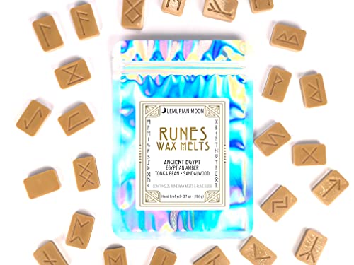 Runes Wax Melts | Egyptian Amber, Sandalwood, Ancient Egypt | Set of 25 Runes with Guide | Witchy Wax Melts, Divination Wax Melts