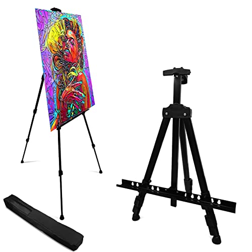 RRFTOK Artist Easel Stand,Aluminum Metal Tripod Adjustable Easel for Painting Canvases Height from 17 to 66 Inch,Carry Bag for Table-Top/Floor Drawing and Didplaying