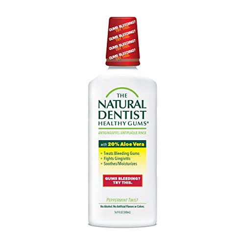 The Natural Dentist Healthy Gums Antigingivitis/Antiplaque Rinse, Adults 12 & Up, Gingivitis Mouthwash, Bleeding Gums Treatment, Safe for Chemotherapy Patients, Aloe Vera, Alcohol-free, 16.9 fl