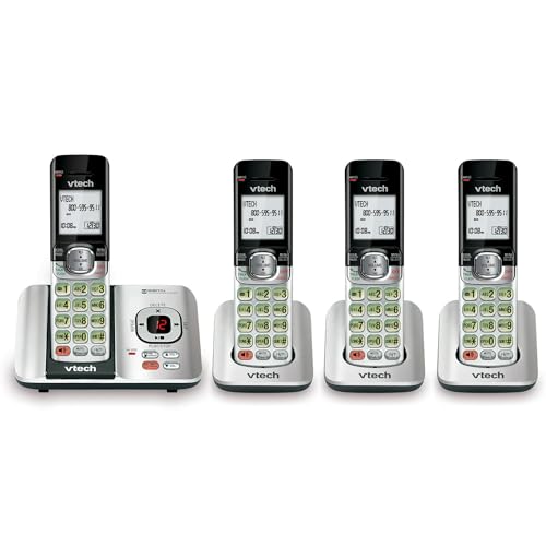 VTech CS6529-4 DECT 6.0 Phone Answering System with Caller ID/Call Waiting, 4 Cordless Handsets, Silver/Black