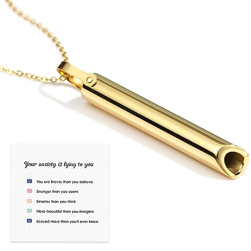 Choistily Mindful Breathing Necklace for Women Anxiety Relief Necklace Stress Relief Necklace Shift Necklace for Anxiety Breathing Whistle Necklace Meditation Gift