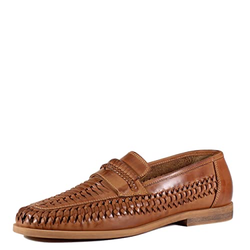 Testosterone Men's Port Al Genuine Woven Leather Slip On Penny Loafer, Tan, US 12